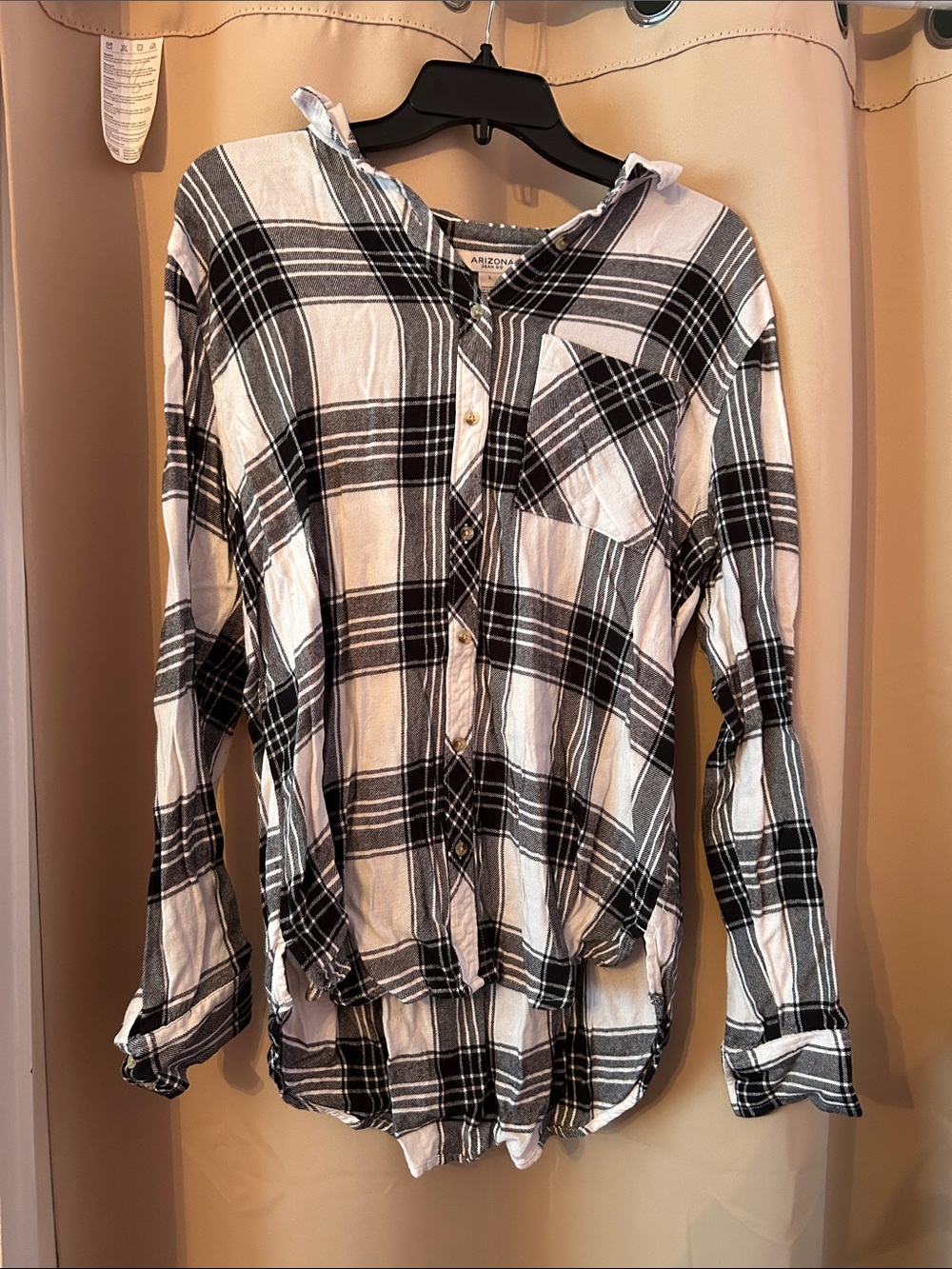 Arizona Jean Company Black and White Plaid Button-Down Shirt